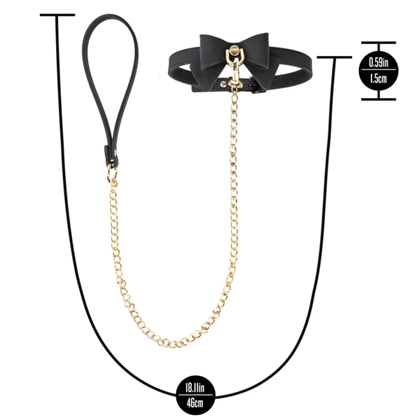Temptasia Ardor - Silicone Collar & Leash - Black with Bow