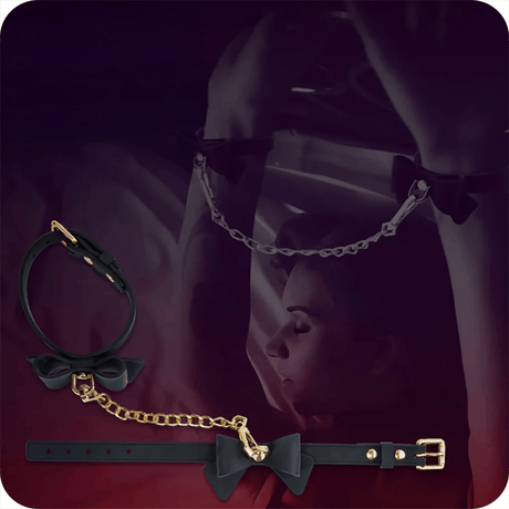 Temptasia Ardor - Silicone Wrist & Ankle Restraints - Black with Bow