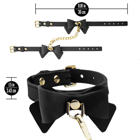 Temptasia Ardor - Silicone Wrist & Ankle Restraints - Black with Bow