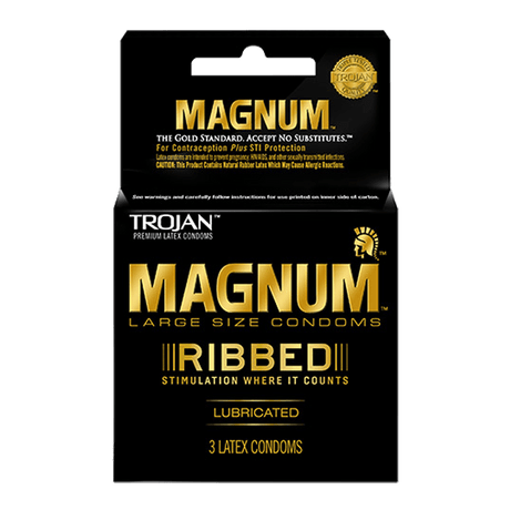 Trojan Magnum Lubricated Ribbed - 3 pk