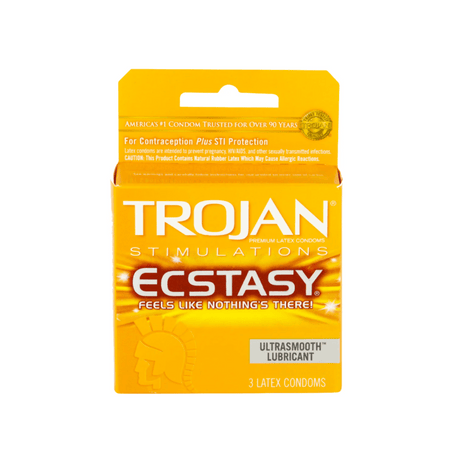 Trojan Ultra Ribbed Ecstacy Condoms 3 pk
