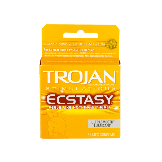 Trojan Ultra Ribbed Ecstacy Condoms 3 pk