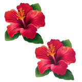 Tropical Vibrant Red Hawaiian Hibiscus Botanical Flower Breast Pasties