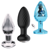 Venture Collection (Small) - Deluxe Anal Plug Set – Vibrating Silicone, Glass & Metal