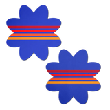 Vibrant Retro Stripes on Blue Petal Breast Pasties