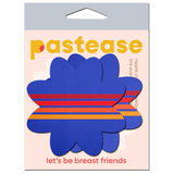 Vibrant Retro Stripes on Blue Petal Breast Pasties