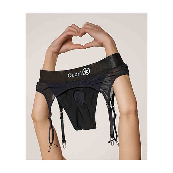 Vibrating Strap-on Thong w Garters XL/2X