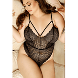 Wanderlust Crotchless Chevron Lace Teddy Queen